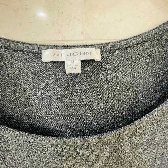 ST JOHN {M} Top Jersey Knit Tank Grey Gray - Picture 3 of 5